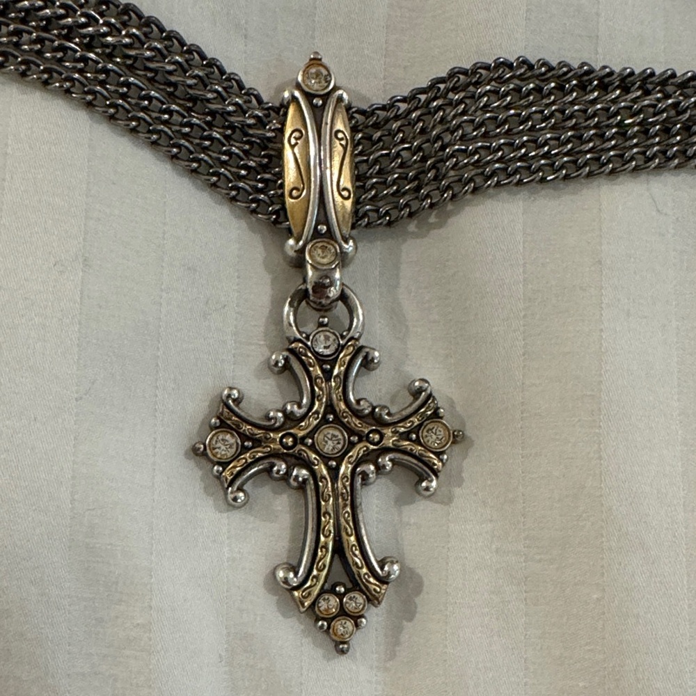 Brighton Silver and Gold Cross Necklace